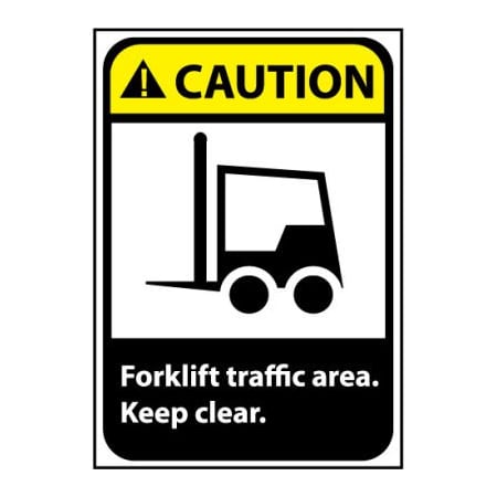 National Marker Co Caution Sign 14x10 Aluminum - Forklift Traffic Area CGA7AB